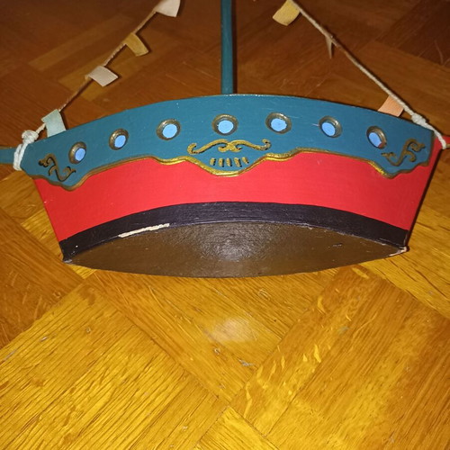 Handmade boat decoration used, paper and wood