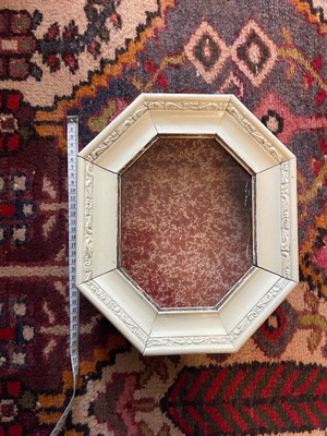 Wooden vintage 1960 wreath case used with octagonal shape