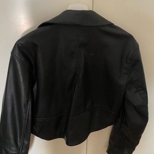 H&M Divided Cropped Faux Leather Biker Jacket like new, black, size S
