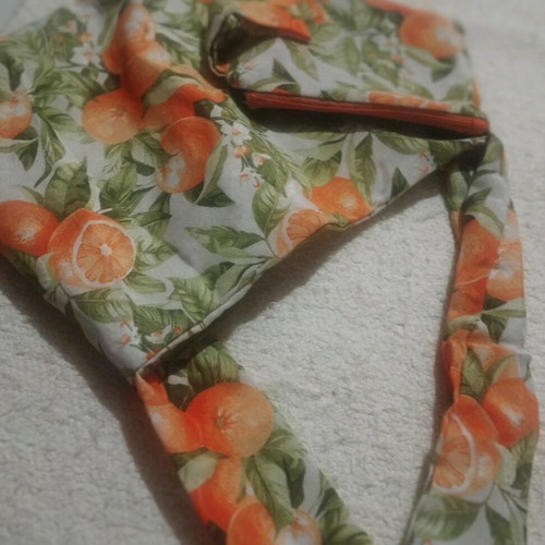Set bag and pouch with orange print