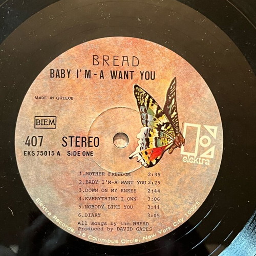 Bread Baby I'm A Want You 1972 LP used, Electra Records
