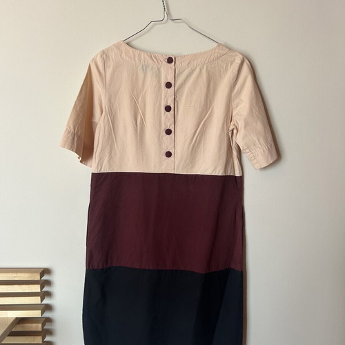 H&M Colour Block Vintage Dress, nude burgundy navy