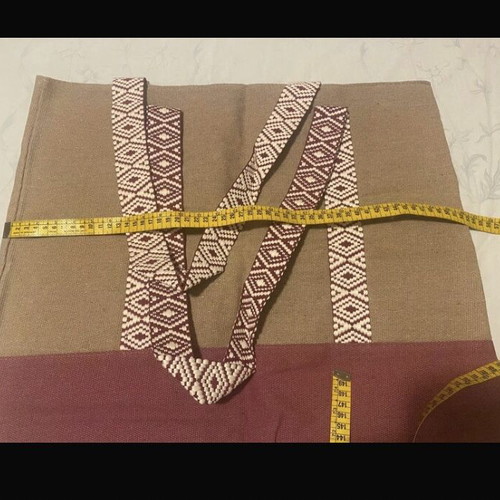 Large beach bag new, shoulder style, beige and red