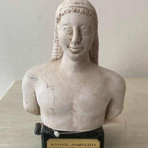 Kouros from Anavyssos marble base replica new