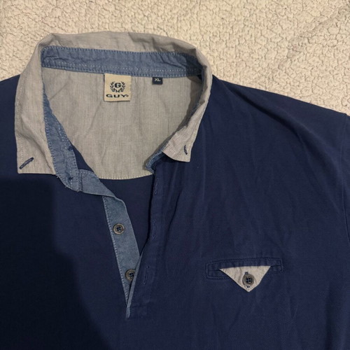 Blue men's GUY polo shirt like new with pocket detail