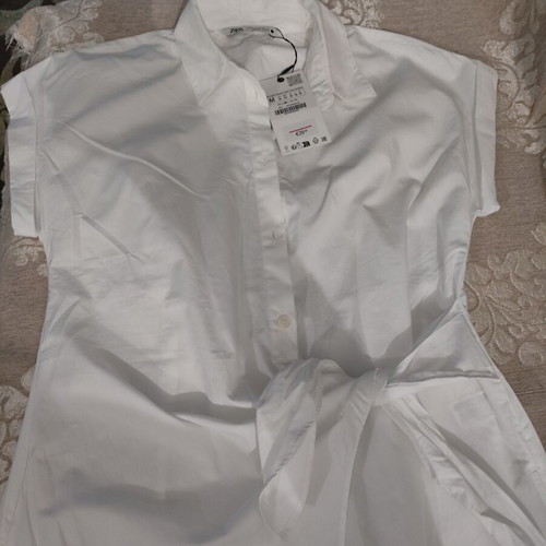 Zara white shirt with side tie, new