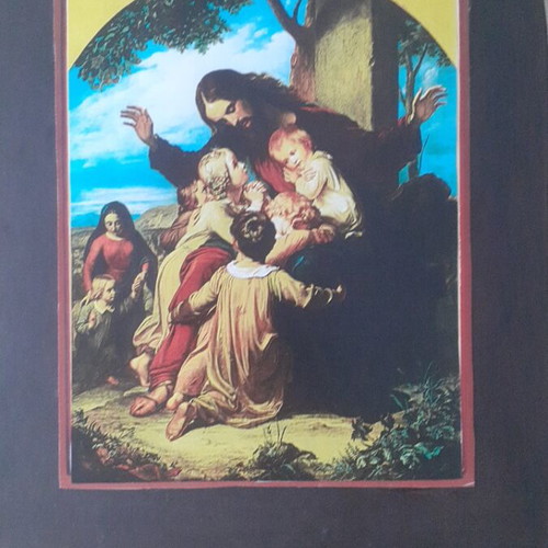 Wooden handmade religious icon new, decoupage technique 39x28 cm