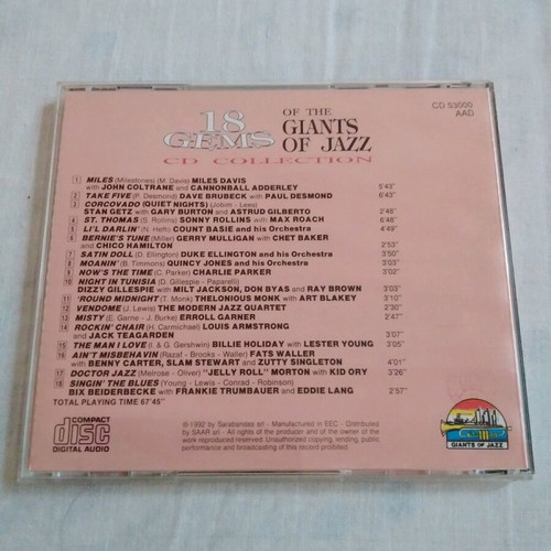 18 Gems Of Giants Of Jazz CD like new