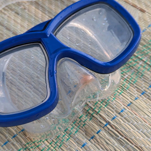 Wave diving mask used with discolored plastic