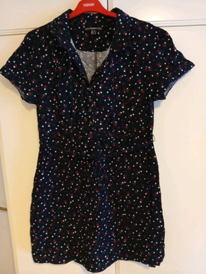 Attrattivo dress dark blue with flowers new, thin corduroy XL