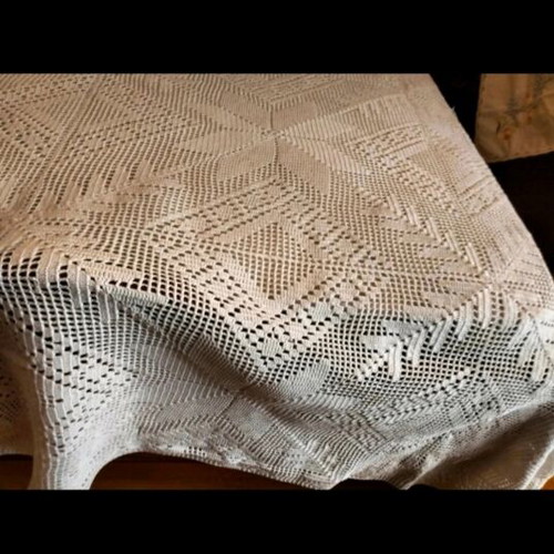 Handmade beige blanket with star design like new