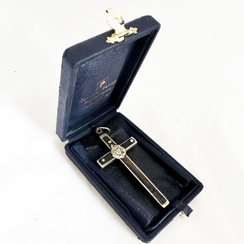 Antique French Cross Pendant with Garnets used, late 19th century