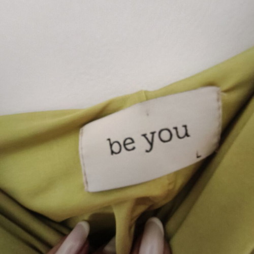 Be You satin dress, green, size large, side slit, adjustable straps