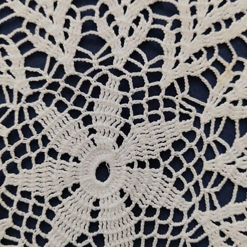 Handmade crocheted round tablecloth like new, white 56x56 cm