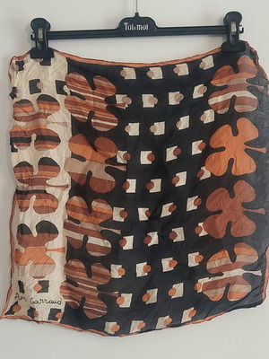 Vintage square scarf, black and brown