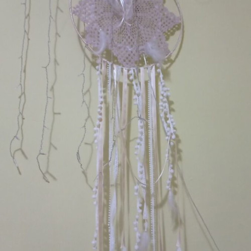 Dreamcatcher handmade with olive wood base and lights