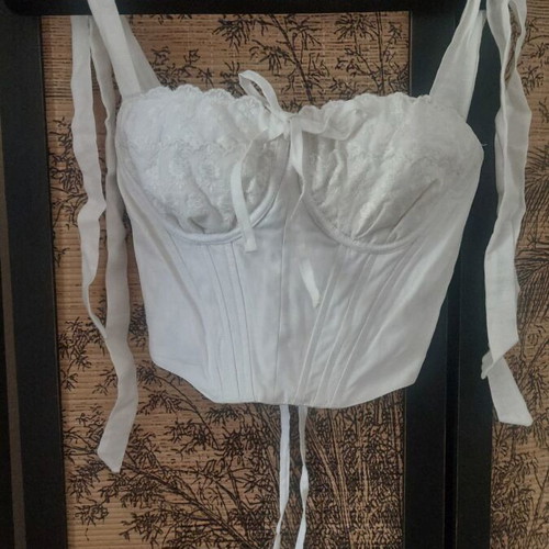 Linen corset like new, handmade, size XS-S, white
