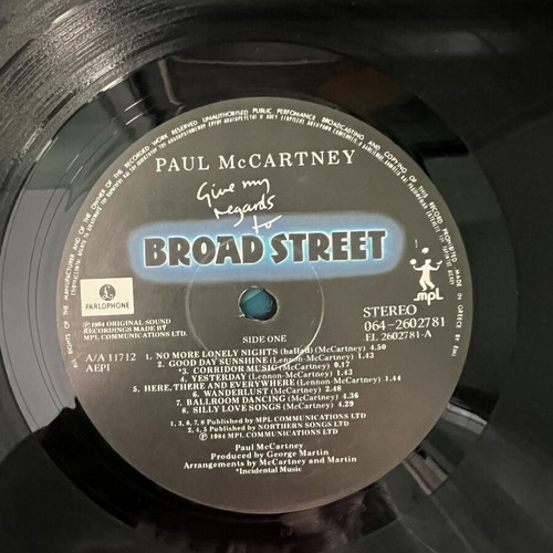 Paul McCartney Give My Regards to Broad Street vinyl used, 1984 soundtrack