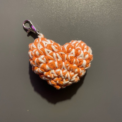 Handmade heart keychain orange and white new