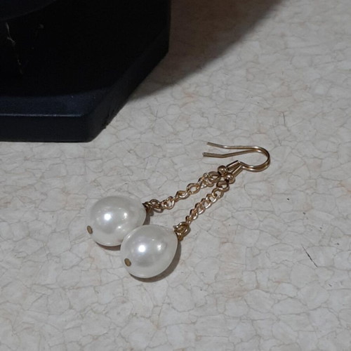 Jewelry set with pearls in steel, necklace length 60 cm, new