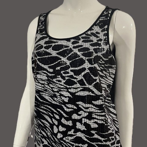 Sequin top blouse L like new, black and white