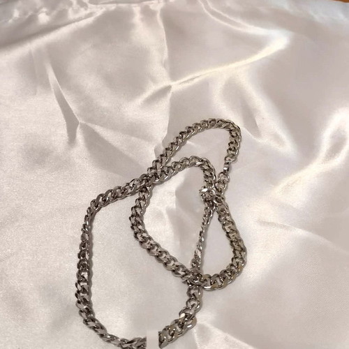 Steel chain 55 cm length and 5mm link width new silver