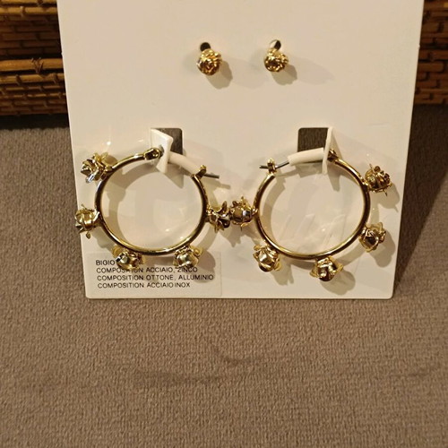 H&M earrings set unused, gold color, three pairs