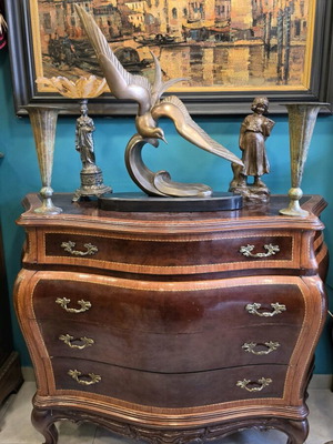 Συρταριέρα Louis XV Bombe αντίκα με μαρκετερί σαν καινούργιο