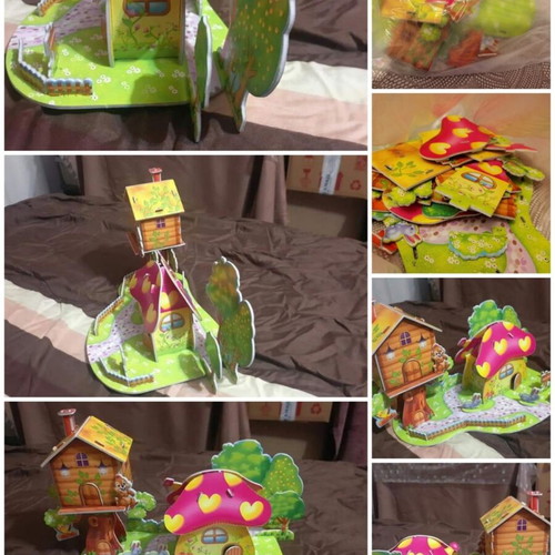 Assembled cardboard house used, children's toy