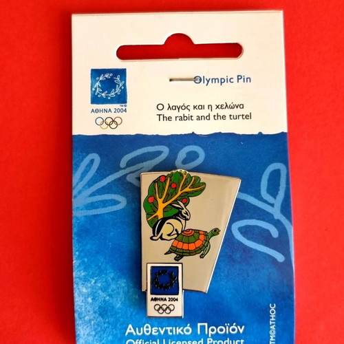 Olympic pin set Athens 2004 new, 6 pins with Aesop's fables theme