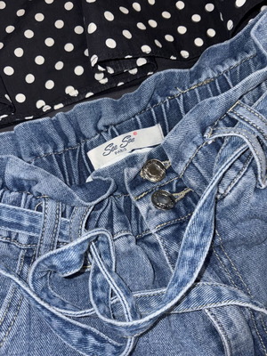 Zara crop top and jeans like new, colorful, size XS and 36