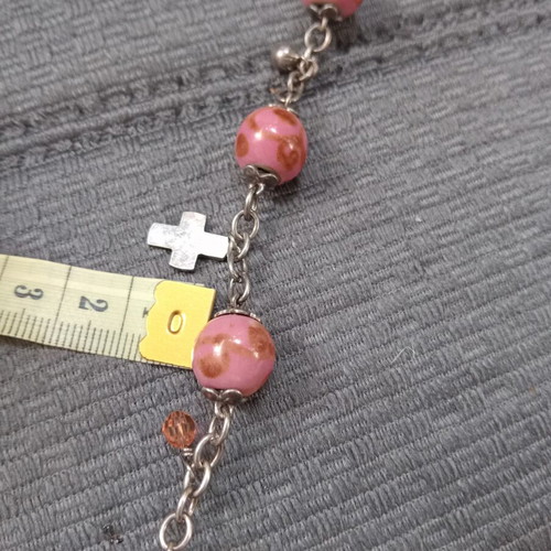 Esprit vintage 925 silver bracelet with glass beads and cross charm