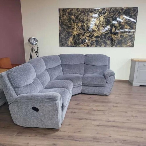 Gray fabric corner sofa with manual reclining mechanism new