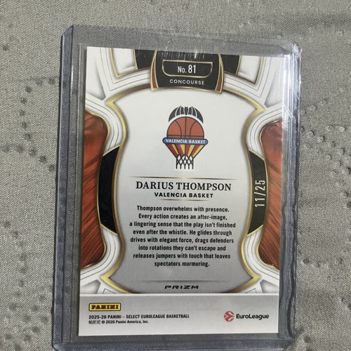 Darius Thompson Panini Euroleague Select numbered card 25/25