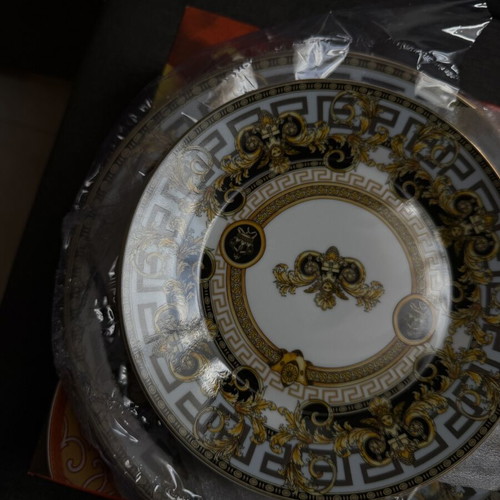 Versace Italy G-7602-7 Porcelain Dessert Plate Set 7pcs with 2 Cups