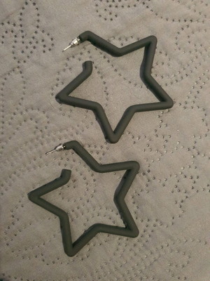 Women's earrings dark gray star 7 cm length like new