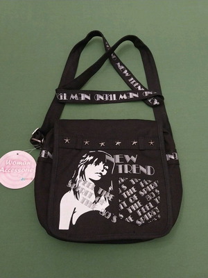 Black Fabric Messenger Bag New Trend new