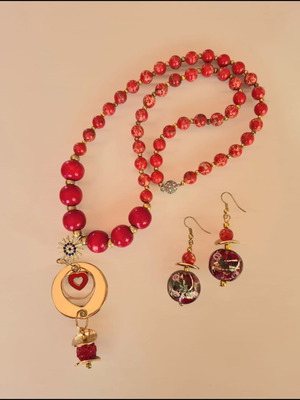 Handmade jewelry set with imperial jasper and Murano glass