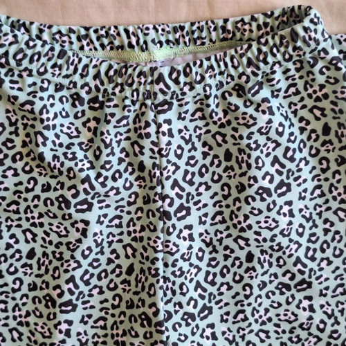 Miss Flamingo Kids Leopard Print Active Leggings, turquoise