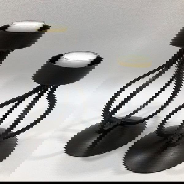 Vintage  Duo Candleholders, Black  Metal Scandinavian
