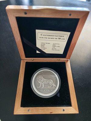Coin 10 Francs Congo 2005 Silver 925 new with wooden box