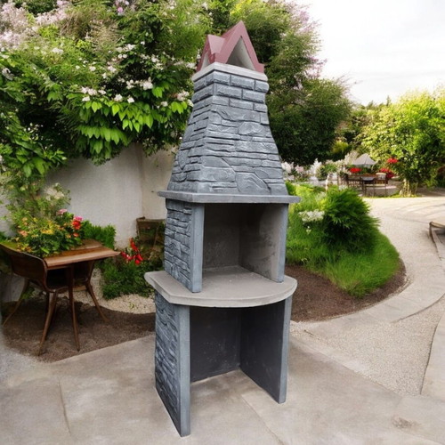 Concrete garden barbecue Lora new, gray and white