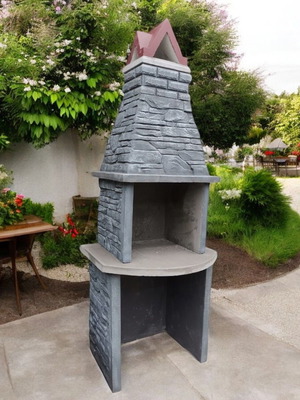 Concrete garden barbecue Lora new, gray and white