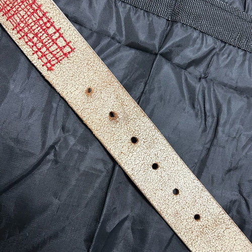 Vera Pelle belt used, genuine leather with red stitched pattern