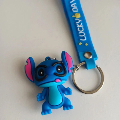 Silicone keychain with Stitch figure new, blue