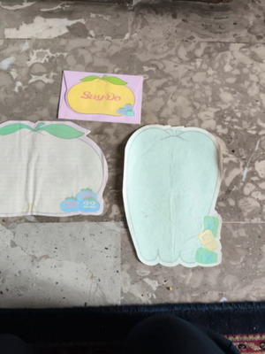Letter Papers used, envelope and two fruit-shaped pages