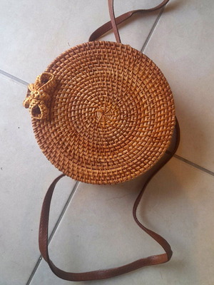 Summer straw shoulder bag new, beige brown