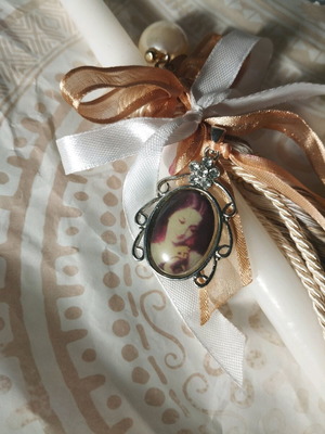 Vintage χειροποίητη πασχαλινή λαμπάδα με cameo καινούργια