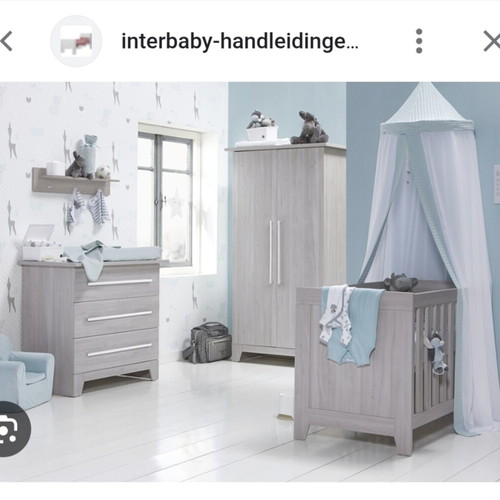 Convertible cot bed with mattress and drawer, grey