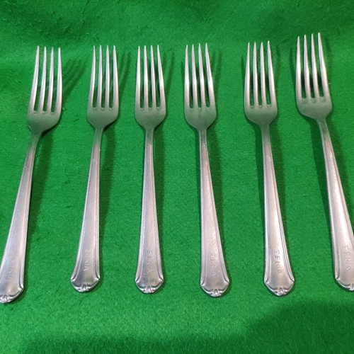 Nissiotis Rostfrei forks used, set of 6, collectible Xenia 1968